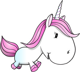 Fototapeta na wymiar Cute Unicorn Pony Vector Illustration Art