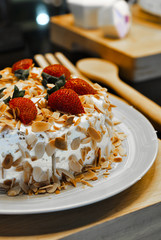 Banana cake with Berries and almond