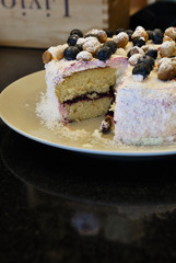 Banana cake with Berries and almond