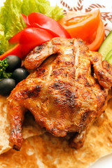 roasted quail with vegetables