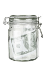 Glass Jar with Dollar Note