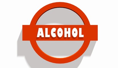 alcohol text on stop road sign