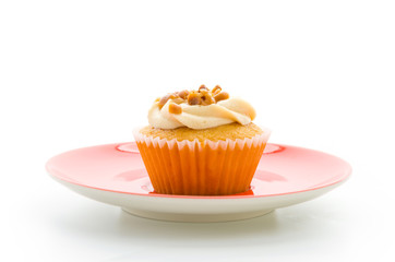Nuts cupcake isolated on white background