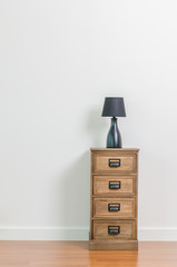 Lamp on bedside table