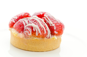 Strawberry tart isolated on white