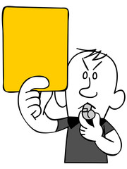 イエローカードを出す審判（上半身）