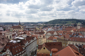 Fototapeta na wymiar Red roof of buildings in Prague