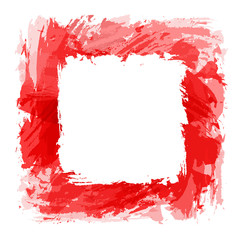 Abstract vector brush strokes. Red vector background with square