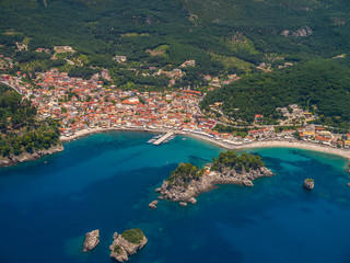 Aerial view on the village of Parga Greece