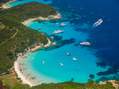 Aerial view of Voutoumi beach in Paxos