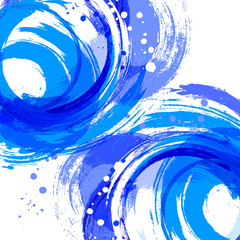 Square abstract vector background. Blue. Artistic brush strokes