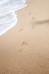 Footprints left in sand at Black Sea