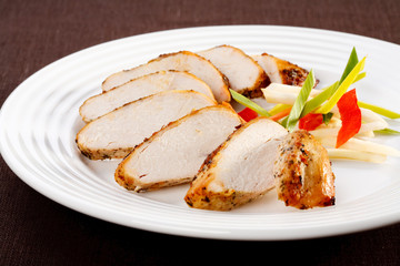 Fried chicken breast and vegetables