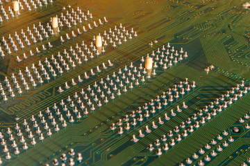 Obraz premium Circuit board closeup, Large DOF increased by focus stack