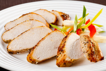 Fried chicken breast and vegetables