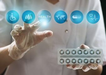 Medicine doctor working computer interface