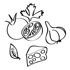 Collection of hand-drawn vegetables