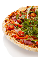 Pizza on white background