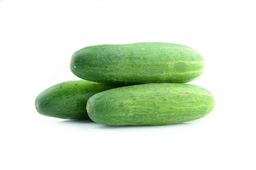 The green cucumbers isolated on white background