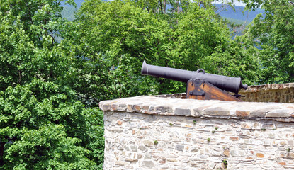old military cannon in the castle