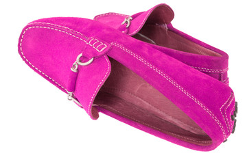 Pair of pink, fuchsia  men shoes isolated over white