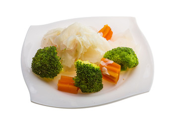 Boiled cabbage and broccoli