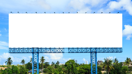 Blank billboard  against blue  sky  ready for new advertisement