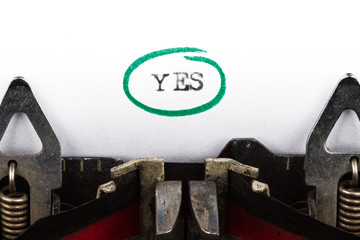 Typewriter with text yes