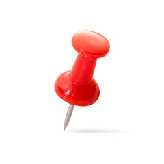 close up of a pushpin on white background