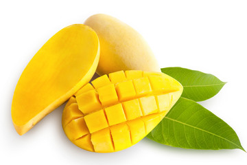 Yellow mango isolated on white background