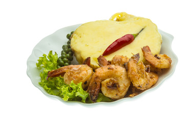 Garlic shrimps with potato