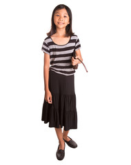 Young Asian Malay girl with a brown purse 