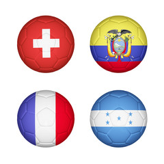 Set 4 of soccer balls mapping with country flags