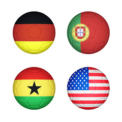 Set 4 of soccer balls mapping with country flags