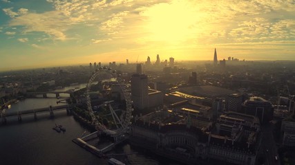 Aerial panorama of central London, UK. Features the River Thames - Powered by Adobe