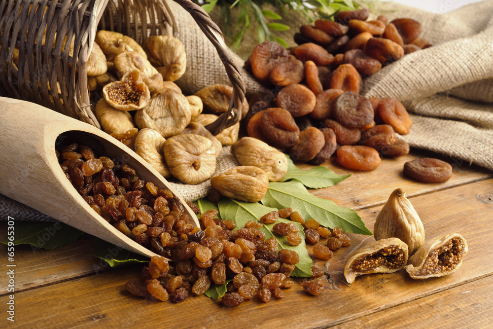 Wall mural raisins , dried figs, dried apricots