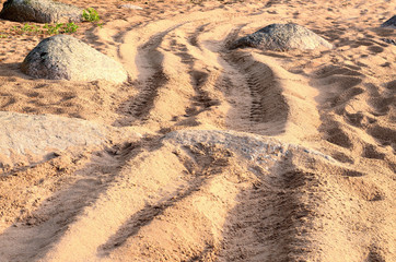 Winding road between stones