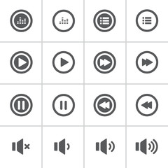 audio and music bold icon set, flat design icon