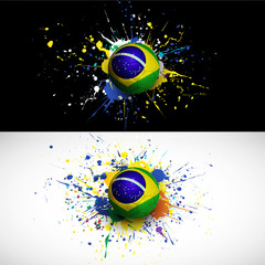 brazil flag with soccer ball dash on colorful background, vector