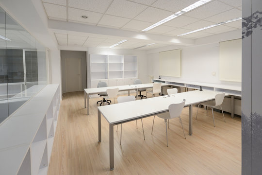 Modern office with white furniture