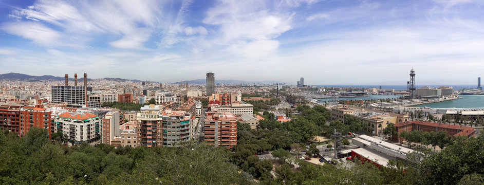 Barcelona, Spain, Europe (wide, high quality panorama)