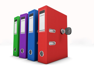 colorful folders secured by a lock.