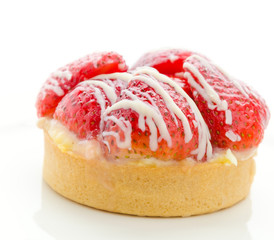 Strawberry tart isolated on white