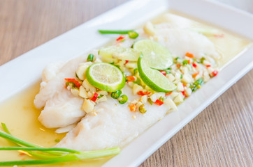 Steamed basa fish