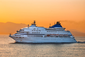 Fototapeta na wymiar Cruise ship in Aegean Sea, Greece