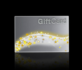 Luxury gift acrd with silver background and gold stars
