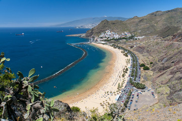 Panorama of beach Las Teresitas, Tenerife, Canary Islands, Spain