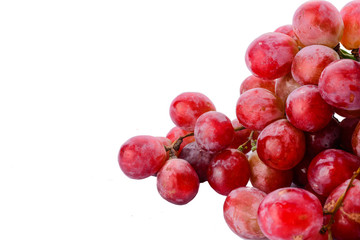 Red grape with leaf isolated on white background