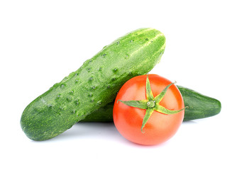 Ripe vegetables isolated on white background