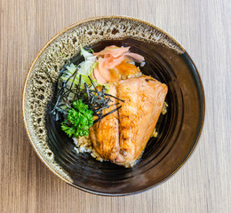 Salmon teriyaki on rice